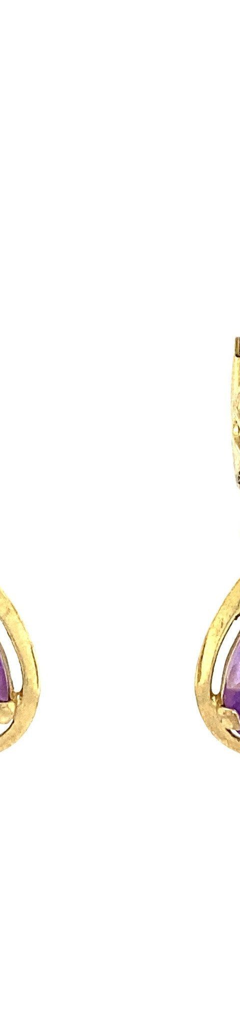 Vintage 8K Gold Drop Earrings with Amethyst